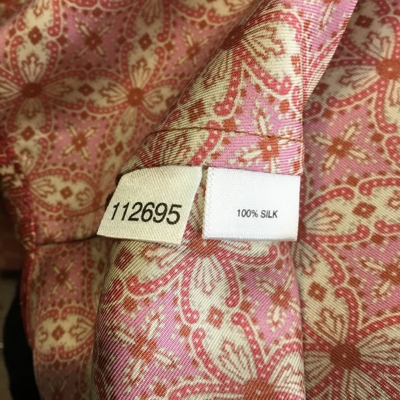 Ann Taylor Pink & Red Silk Button Down Shirt - Picture 4 of 6
